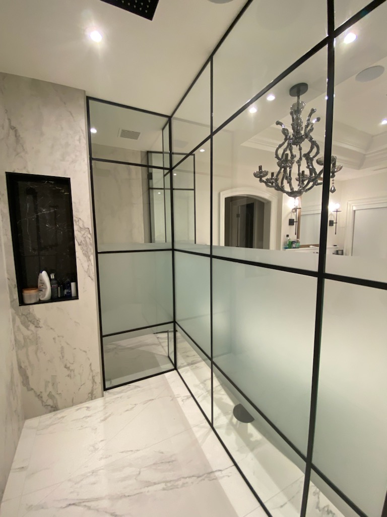 Glass Enclosure Sandblasted