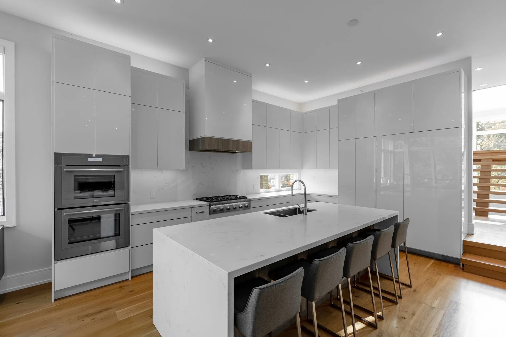 Kitchen Land Contemporary Two Tone Kitchen Design with Waterfall Island