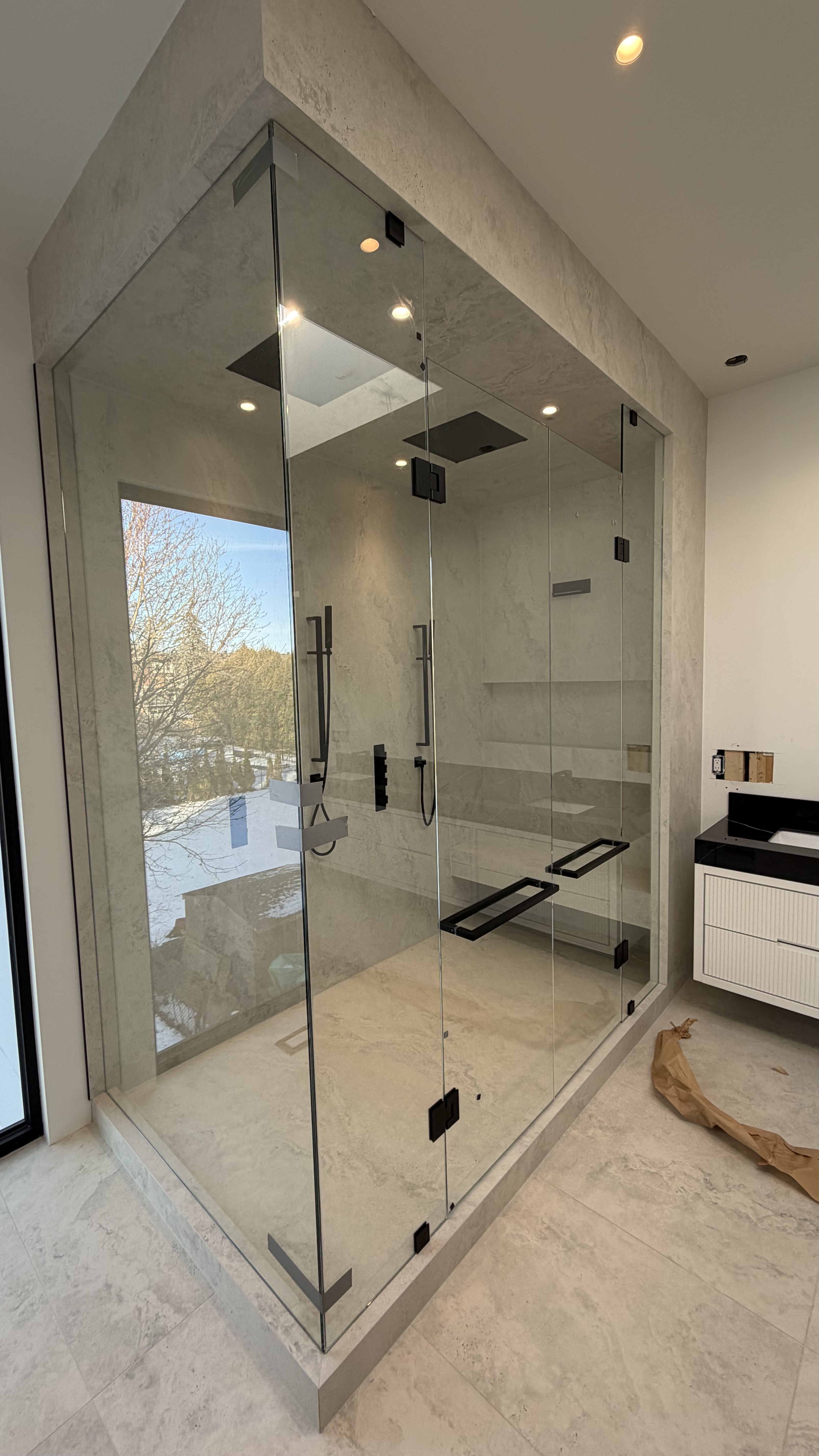 Bath slab tile installation